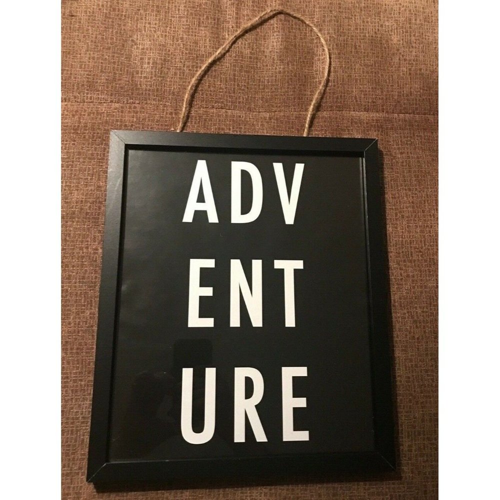 "ADVENTURE" Canvas Wall Art Picture Artwork Wood Black frame 10.75" x 12.75"